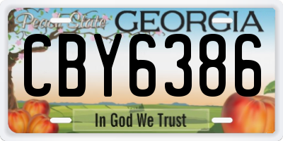 GA license plate CBY6386