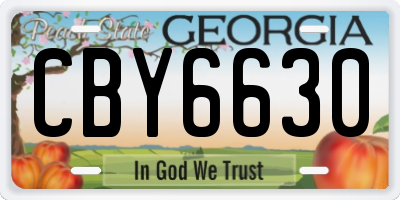 GA license plate CBY6630