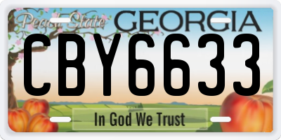 GA license plate CBY6633