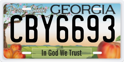 GA license plate CBY6693