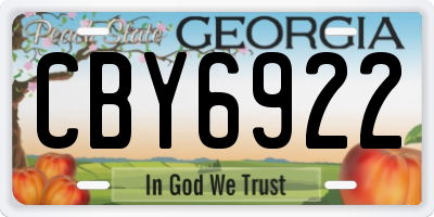 GA license plate CBY6922