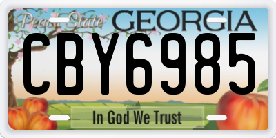 GA license plate CBY6985