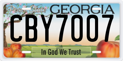 GA license plate CBY7007