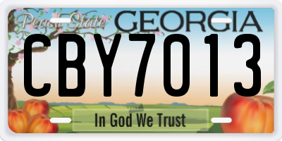 GA license plate CBY7013