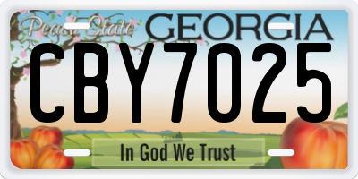 GA license plate CBY7025