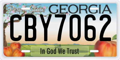 GA license plate CBY7062