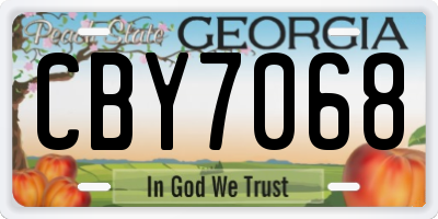GA license plate CBY7068
