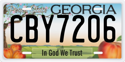 GA license plate CBY7206