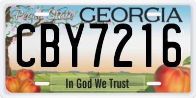 GA license plate CBY7216