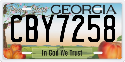 GA license plate CBY7258