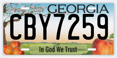 GA license plate CBY7259