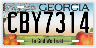 GA license plate CBY7314