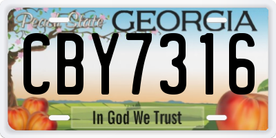 GA license plate CBY7316