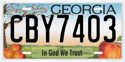 GA license plate CBY7403