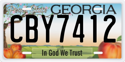 GA license plate CBY7412