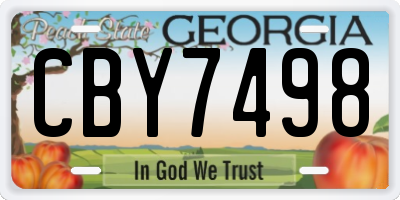 GA license plate CBY7498