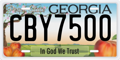 GA license plate CBY7500