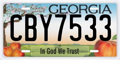 GA license plate CBY7533