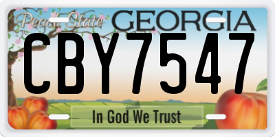 GA license plate CBY7547