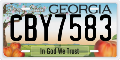 GA license plate CBY7583