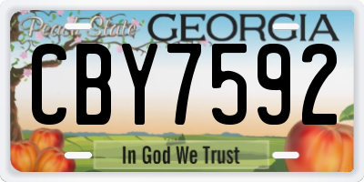 GA license plate CBY7592