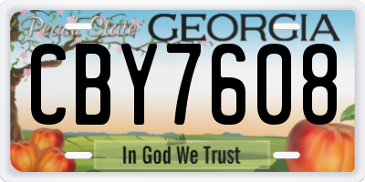 GA license plate CBY7608