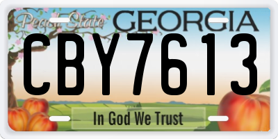 GA license plate CBY7613