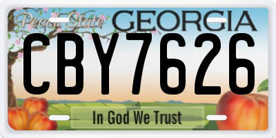 GA license plate CBY7626