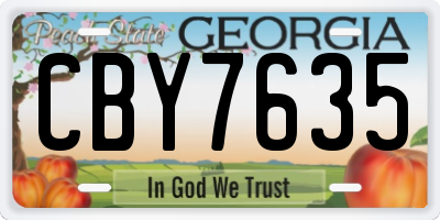 GA license plate CBY7635