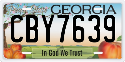 GA license plate CBY7639