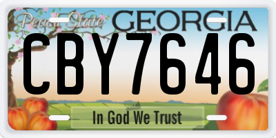 GA license plate CBY7646