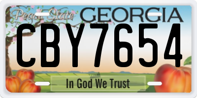 GA license plate CBY7654