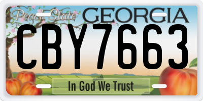 GA license plate CBY7663