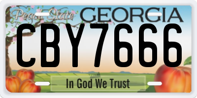 GA license plate CBY7666