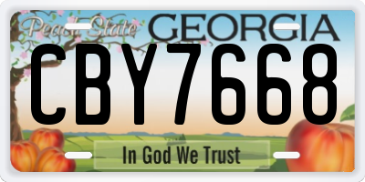 GA license plate CBY7668