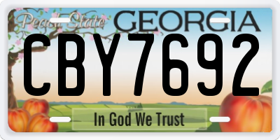GA license plate CBY7692