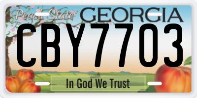 GA license plate CBY7703