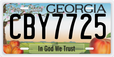 GA license plate CBY7725