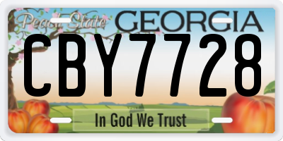 GA license plate CBY7728