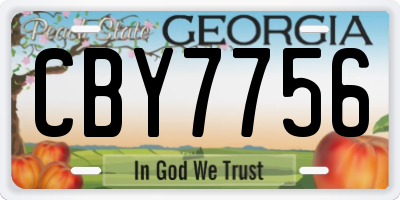 GA license plate CBY7756