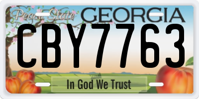 GA license plate CBY7763