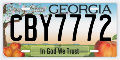 GA license plate CBY7772