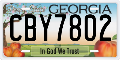 GA license plate CBY7802