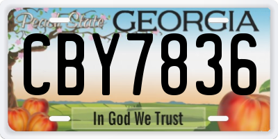 GA license plate CBY7836