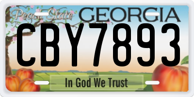GA license plate CBY7893