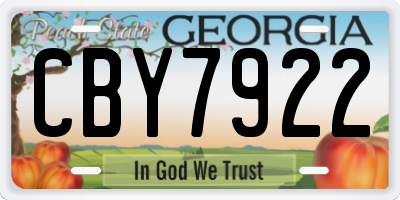 GA license plate CBY7922