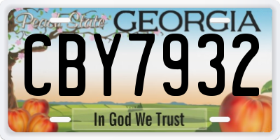 GA license plate CBY7932
