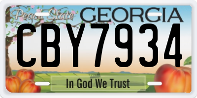 GA license plate CBY7934