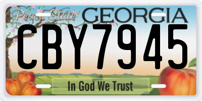 GA license plate CBY7945