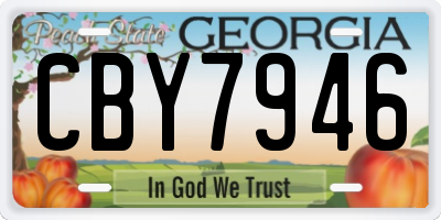 GA license plate CBY7946